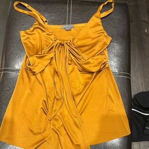 A/X Armani Exchange Gold Ruched Tie Front Camisole